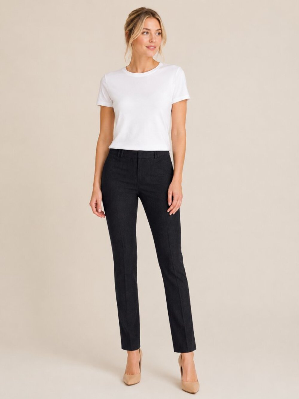 2/$30 White House Black Market Slim Leg Dress Pant Mid Rise Charcoal Grey #A3328